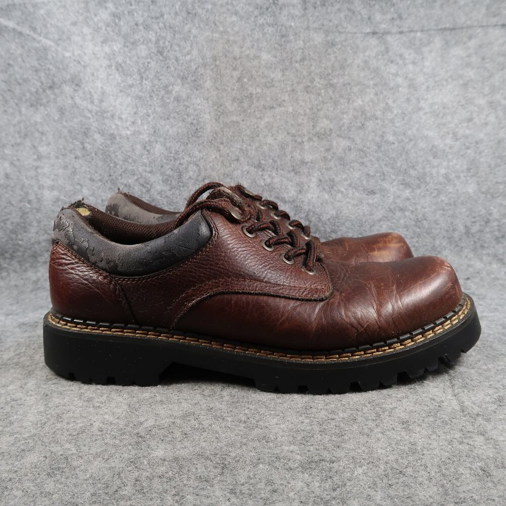 Bass Shoes Mens 9 Work Oxford Leather Lug Sole Goodyear Welt Brown Y2k Lace Up